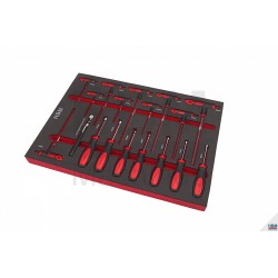 Plateau pour servante d'atelier 18 pièces : tournevis, douilles, aimant - 3195