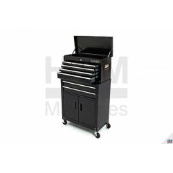 Servante d'atelier 2T 2P + Sur-servante 6T, noire - 8129