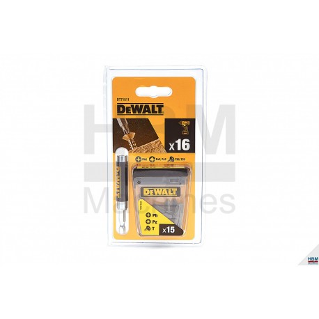 DeWalt DT71511 Jeu d'embouts de vissage + porte-embouts 16 pièces - DT71511-QZ