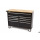 HBM Servante d'atelier 117 cm noire, établi avec plan de travail en bois - 8212