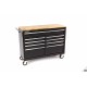 HBM Servante d'atelier 117 cm noire, établi avec plan de travail en bois - 8212