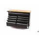 HBM Servante d'atelier 117 cm noire, établi avec plan de travail en bois - 8212