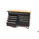 HBM Servante d'atelier 117 cm noire, établi avec plan de travail en bois - 8212