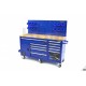 HBM Établi 10 tiroirs avec porte et paroi arrière 158 cm BLEU - 8957