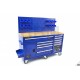 HBM Établi 10 tiroirs avec porte et paroi arrière 158 cm BLEU - 8957