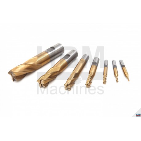 Fraises cylindriques 4 dents HSS-Tin Ø 2 à 20 mm
