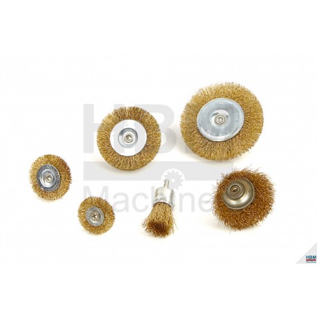 HBM Jeu de 6 brosses en acier laitonné pour perceuse - 9078