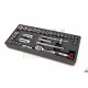HBM Jeu de douilles, cliquet, rallonges 31 pièces 3/8" rack pour servante d'atelier - 3176