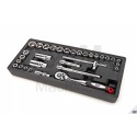 HBM Jeu de douilles, cliquet, rallonges 31 pièces 3/8" rack pour servante d'atelier - 3176