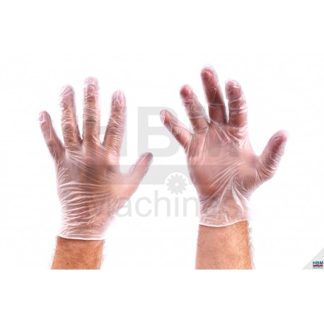HBM 50 Paires de gants en vinyle transparent - L ou XL