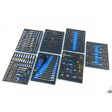 HBM 262 Outils Premium dans inserts mousse pour servante d'atelier BLEU - 9412