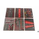 HBM 245 Outils Premium dans inserts mousse pour servante d'atelier ROUGE - 9414