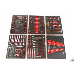 HBM 245 Outils Premium dans inserts mousse pour servante d'atelier ROUGE - 9414