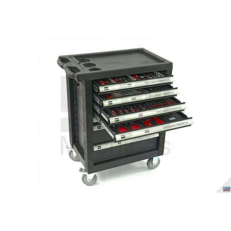 HBM Servante d'atelier 7 tiroirs + 154 outils Premium NOIRE - 9409