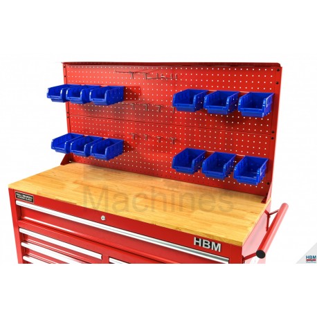 HBM Panneau à outil ROUGE avec 12 bacs et 12 crochets, paroi arrière pour servante d'atelier 117 cm - 9293