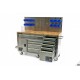HBM Servante d'atelier-établi 158 cm acier inox, avec porte et paroi arrière - 9376
