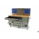 HBM Servante d'atelier-établi 158 cm acier inox, avec porte et paroi arrière - 9376