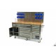HBM Servante d'atelier-établi 158 cm acier inox, avec porte et paroi arrière - 9376