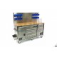 HBM Servante d'atelier-établi 158 cm acier inox, avec porte et paroi arrière - 9376