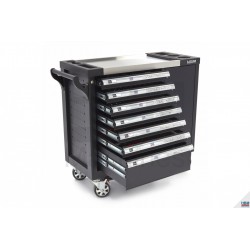 HBM Servante d'atelier XL Premium 7 T + porte, 274 outils dans rack carbone - 9874