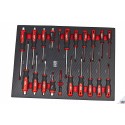 HBM Jeu 23 Tournevis dans insert mousse carbone pour servante - 9771