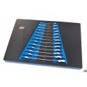 HBM Jeu de 13 Clés plates fourche-cliquet mesures en INCH, incrustation mousse carbone pour servante - 9980