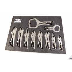 HBM Assortiment 10 Pinces-étaux rack mousse pour servante - 8798