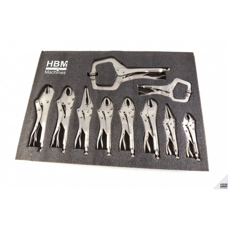 HBM Assortiment 10 Pinces-étaux rack mousse pour servante - 8798