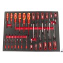 HBM Jeu de tournevis 25 pcs rack en mousse carbone pour servante - 9770