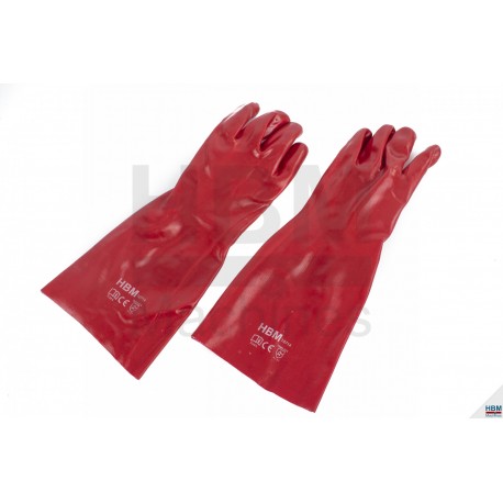 HBM Gants de protection en PVC rouge version longue Taille L - 10714