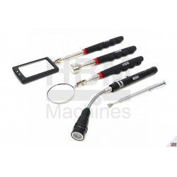 HBM Jeu d'outils magnétiques 5 pièces, miroir, lampe, aimants - 10602