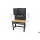 Etabli 115 cm plateau bois avec dos à caissons, éclairage LED