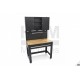 Etabli 115 cm plateau bois avec dos à caissons, éclairage LED