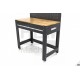 Etabli 115 cm plateau bois avec dos à caissons, éclairage LED