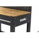 Etabli 115 cm plateau bois avec dos à caissons, éclairage LED