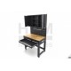 Etabli 115 cm plateau bois avec dos à caissons, éclairage LED