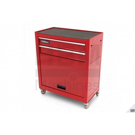 HBM Servante d'atelier 2 Tiroirs avec clapet ROUGE - 10437