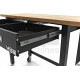 HBM Établi mobile avec 2 tiroirs et plan de travail en bois massif 122 cm - 10716