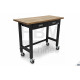 HBM Établi mobile avec 2 tiroirs et plan de travail en bois massif 122 cm - 10716