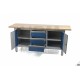 Etabli acier 169 cm, plateau bois, 2 portes, 3 tiroirs - 3443