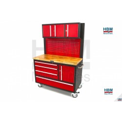 Servante établi plateau bois avec dos et placards - 5338