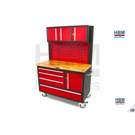 Servante établi plateau bois avec dos et placards - 5338