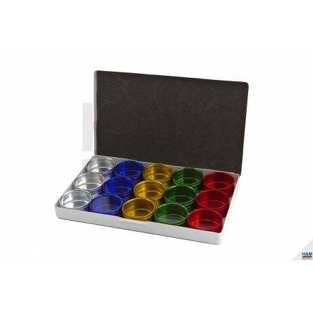 Coffret 15 boites alu rondes dia. 53 mm couleurs - 6223-CBA15