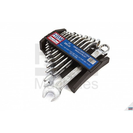 Jeu 11 clés plates fourche/œillet coudé mesures anglaises - 6417