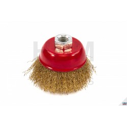 Brosse fils laiton + acier ondulé Ø 75 mm, M14 - 6306