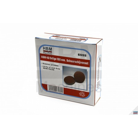 Jeu 40 Disques de ponçage auto-adhésifs assortis 150 mm - 6555