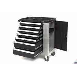 Servante d'atelier de luxe 7 tiroirs avec porte - Noir / Gris - 6716