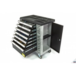 Servante d'atelier 7 tiroirs + 245 outils, porte latérale - 6792