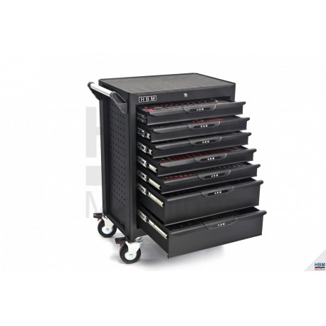Servante d'atelier 7 tiroirs, noire, 283 outils - 3503