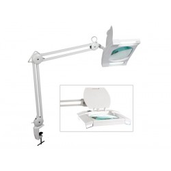 lampe-loupe rectangulaire 3D 2xfluo fixation sur table  - 02226